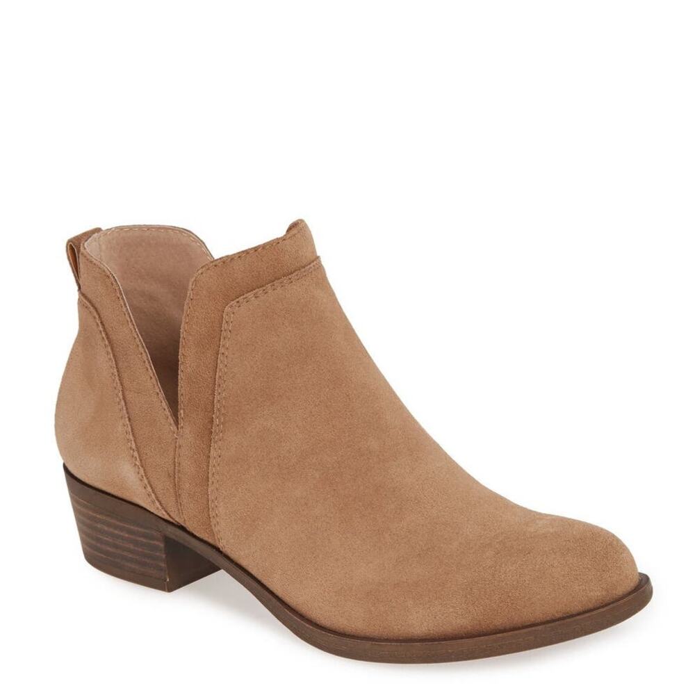 Lucky Brand Womens Bebhina Sesame Suede Waterproof Western Booties Size 8.5 M